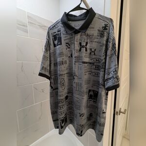 Under Armour Men's Black and Gray Graphic Polo
